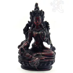 Zöld Tara szobor rezin vörös 14 cm