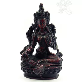 Zöld Tara szobor rezin vörös 14 cm