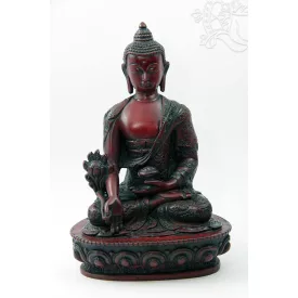 Gyógyító Buddha szobor rezin vörös színű - 20 cm