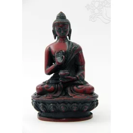 Áldó Buddha vörös színű rezin szobor - 11 cm