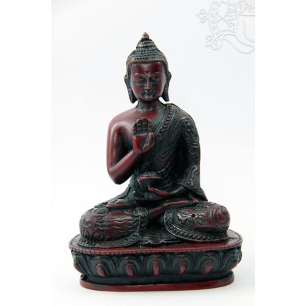 Áldó Buddha vörös színű rezin szobor - 13,5 cm
