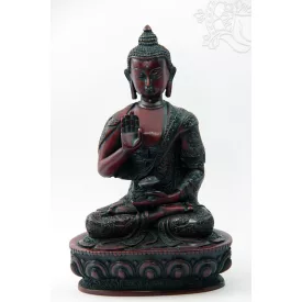 Áldó Buddha vörös színű rezin szobor - 20 cm
