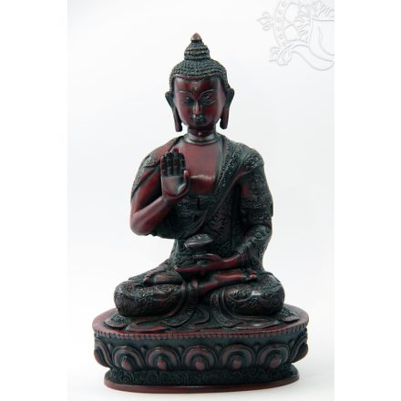 Áldó Buddha vörös színű rezin szobor - 20 cm