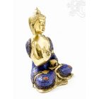 Áldó Buddha réz szobor, kővel berakott - 21cm