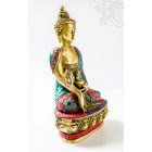 Gyógyító Buddha réz szobor, kővel berakott - 26 cm