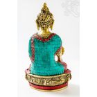 Gyógyító Buddha réz szobor, kővel berakott - 26 cm