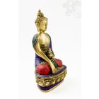 Shakyamuni Buddha réz szobor, kővel berakott - 25 cm