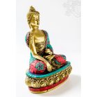 Shakyamuni Buddha réz szobor, kővel berakott - 25 cm