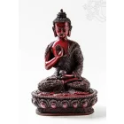 Áldó Buddha szobor, rezin, vörös színű - 27 cm