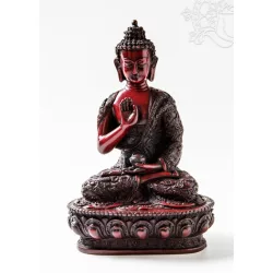 Áldó Buddha szobor, rezin, vörös színű - 27 cm