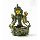 Zöld Tara réz szobor, zöld - arany színű - 14 cm