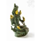 Zöld Tara réz szobor, zöld - arany színű - 14 cm