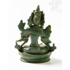 Zöld Tara réz szobor, zöld - arany színű - 14 cm