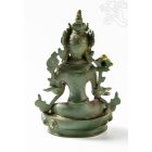 Zöld Tara réz szobor, zöld - arany színű - 21 cm