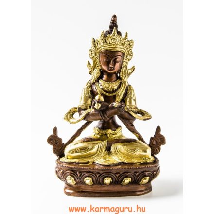 Vajradharma (Dorje Chö) réz szobor, arany-bronz - 20cm