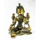 Zöld Tara réz szobor, zöld - arany színű - 38 cm