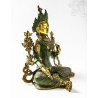 Zöld Tara réz szobor, zöld - arany színű - 38 cm
