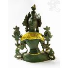 Zöld Tara réz szobor, zöld - arany színű - 38 cm