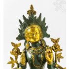 Zöld Tara réz szobor, zöld - arany színű - 48 cm