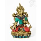 Fehér Tara réz szobor, kővel berakott - 21 cm