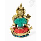 Fehér Tara réz szobor, kővel berakott - 21 cm