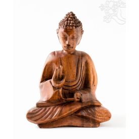 Áldó Buddha fa faragott szobor - 16 cm