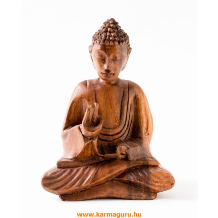 Áldó Buddha fa faragott szobor - 16 cm