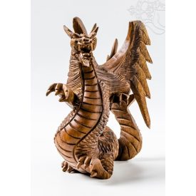 Sárkány fa faragott szobor - 21 cm
