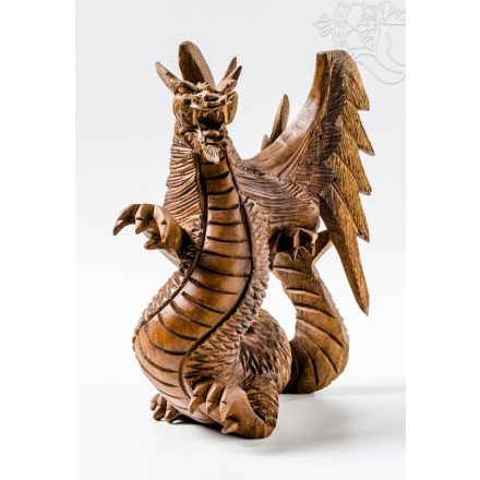Sárkány fa faragott szobor - 21 cm