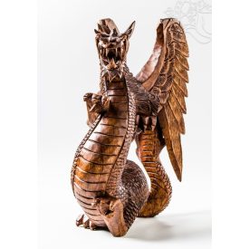 Sárkány fa faragott szobor - 43 cm