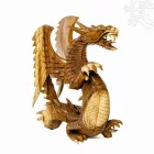 Sárkány fa faragott szobor - 43 cm