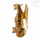 Sárkány fa faragott szobor - 43 cm