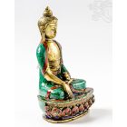 Shakyamuni Buddha réz szobor, kővel berakott, prémium minőség - 21 cm