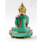 Shakyamuni Buddha réz szobor, kővel berakott, prémium minőség - 21 cm
