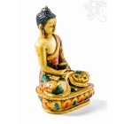 Amitabha Buddha kézzel festett rezin szobor - 14 cm