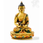 Amitabha Buddha kézzel festett rezin szobor - 20 cm
