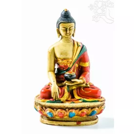 Shakyamuni Buddha kézzel festett rezin szobor - 11 cm