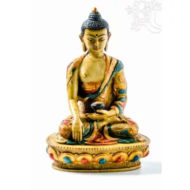Shakyamuni Buddha kézzel festett rezin szobor - 20 cm