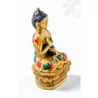 Áldó Buddha kézzel festett rezin szobor - 9 cm
