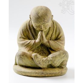Imádkozó szerzetes láva kő szobor -  20 cm