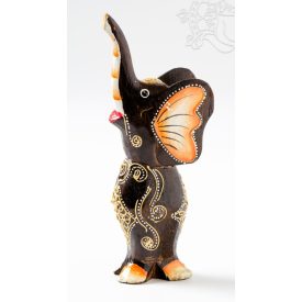 Fa elefánt, mintás, közepes - 18,5 cm