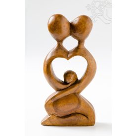 Szív alakú absztrakt fa szobor - 20 cm