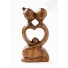 Szív alakú absztrakt fa szobor - 20 cm