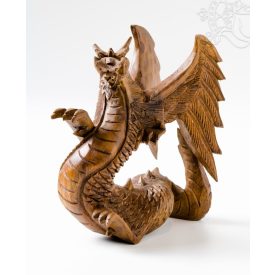 Sárkány fa faragott szobor - 15 cm