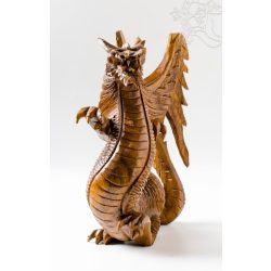 Sárkány fa faragott szobor - 32 cm