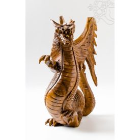 Sárkány fa faragott szobor - 32 cm