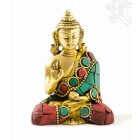 Áldó Buddha réz szobor, kővel berakott - 8 cm