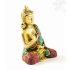 Áldó Buddha réz szobor, kővel berakott - 8 cm