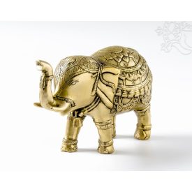 Elefánt réz szobor, matt sárga- 13,5 cm