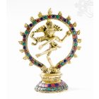 Táncoló Shiva réz szobor, kőberakásos - 19 cm
